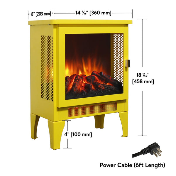 English Elm 18 Inch Electric Stove Heater Cast Iron Style 3d Led Flame Panoramic Mesh View W1769P394301
