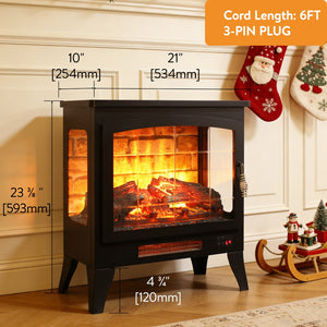 English Elm 21 Inch Three-sided Electric Fireplace Stove with 3d Flame and Remote Control W1769P346175