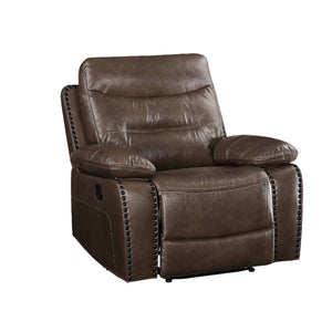 English Elm Leather-Gel Power Motion Recliner in Rich Brown Upholstery with Pillow-Top Arms, Tufted Back, Pocket Coil Seats —Comfortable Durable Style B016P317037