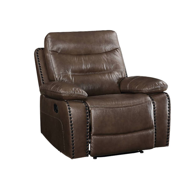 English Elm Leather-Gel Power Motion Recliner in Rich Brown Upholstery with Pillow-Top Arms, Tufted Back, Pocket Coil Seats —Comfortable Durable Style B016P317037