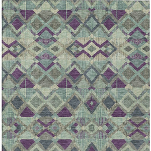 HomeRoots 5' Bold Blue and Purple Geometric Washable Area Rug for Indoor and Outdoor Stylish Living Spaces 5' X 8' 609003