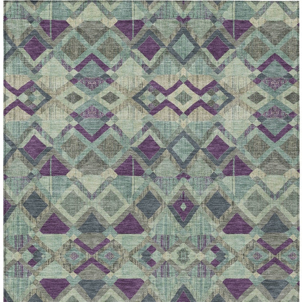 HomeRoots 5' Bold Blue and Purple Geometric Washable Area Rug for Indoor and Outdoor Stylish Living Spaces 5' X 8' 609003