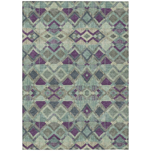 HomeRoots 5' Bold Blue and Purple Geometric Washable Area Rug for Indoor and Outdoor Stylish Living Spaces 5' X 8' 609003