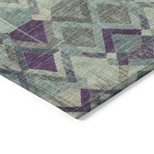 HomeRoots 5' Bold Blue and Purple Geometric Washable Area Rug for Indoor and Outdoor Stylish Living Spaces 5' X 8' 609003
