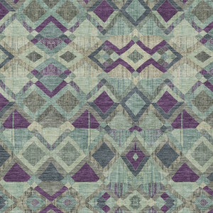 HomeRoots 5' Bold Blue and Purple Geometric Washable Area Rug for Indoor and Outdoor Stylish Living Spaces 5' X 8' 609003