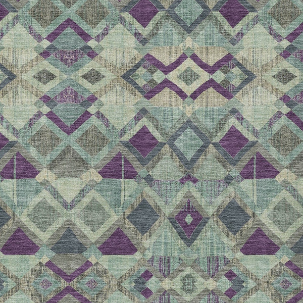 HomeRoots 5' Bold Blue and Purple Geometric Washable Area Rug for Indoor and Outdoor Stylish Living Spaces 8' X 10' 609005