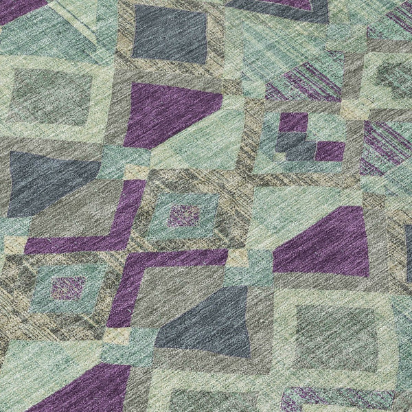 HomeRoots 5' Bold Blue and Purple Geometric Washable Area Rug for Indoor and Outdoor Stylish Living Spaces 8' X 10' 609005