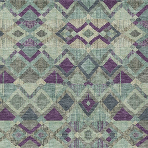 HomeRoots 5' Bold Blue and Purple Geometric Washable Area Rug for Indoor and Outdoor Stylish Living Spaces 9' X 12' 609006