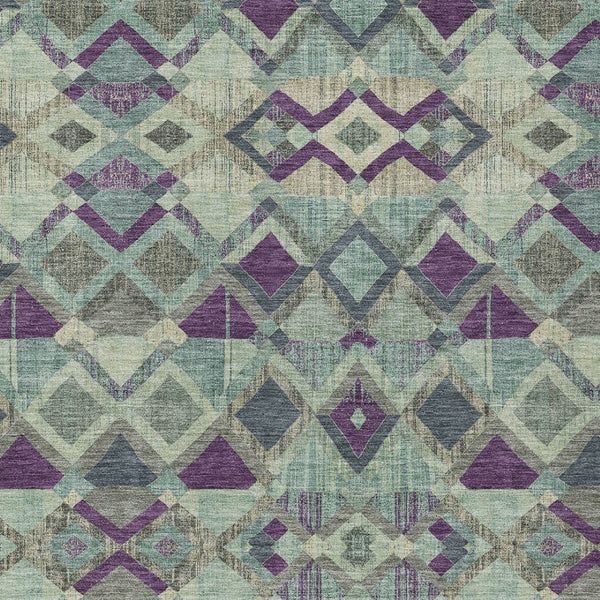 HomeRoots 5' Bold Blue and Purple Geometric Washable Area Rug for Indoor and Outdoor Stylish Living Spaces 9' X 12' 609006