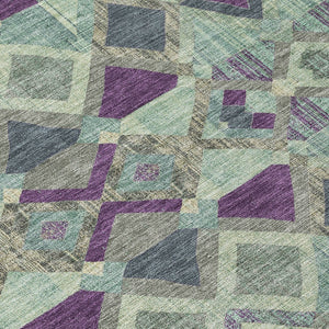 HomeRoots 5' Bold Blue and Purple Geometric Washable Area Rug for Indoor and Outdoor Stylish Living Spaces 10' X 14' 609007