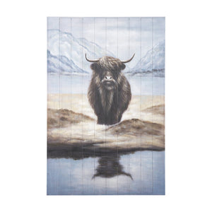 HomeRoots Wild Ox Hand-Painted Distressed Wall Art - Rustic Modern Charm for Living Room & Bedroom Decor 609022