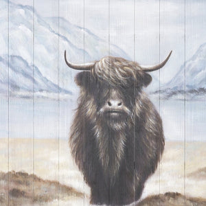 HomeRoots Wild Ox Hand-Painted Distressed Wall Art - Rustic Modern Charm for Living Room & Bedroom Decor 609022