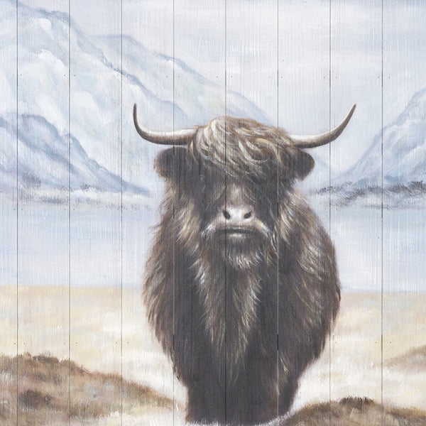 HomeRoots Wild Ox Hand-Painted Distressed Wall Art - Rustic Modern Charm for Living Room & Bedroom Decor 609022