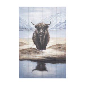 HomeRoots Wild Ox Hand-Painted Distressed Wall Art - Rustic Modern Charm for Living Room & Bedroom Decor 609022