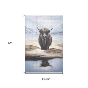 HomeRoots Wild Ox Hand-Painted Distressed Wall Art - Rustic Modern Charm for Living Room & Bedroom Decor 609022