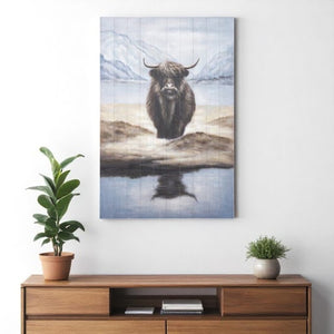 HomeRoots Wild Ox Hand-Painted Distressed Wall Art - Rustic Modern Charm for Living Room & Bedroom Decor 609022