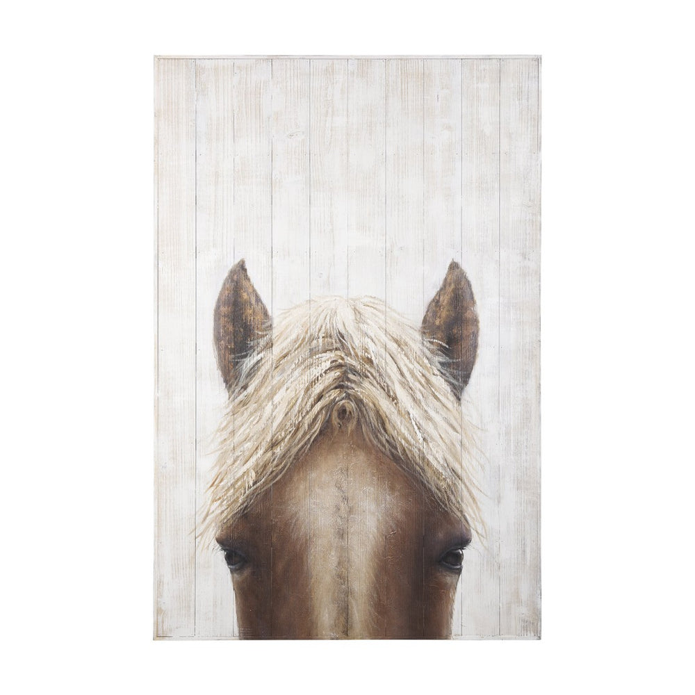 HomeRoots Horse Rustic Charm Distressed Wood Wall Art – Hand-Painted Style with Unframed Modern Flair 609023