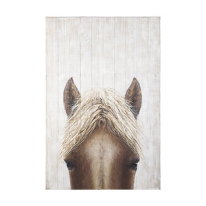 HomeRoots Horse Rustic Charm Distressed Wood Wall Art – Hand-Painted Style with Unframed Modern Flair 609023