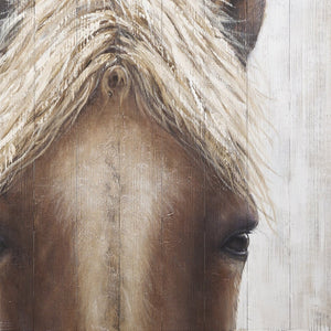 HomeRoots Horse Rustic Charm Distressed Wood Wall Art – Hand-Painted Style with Unframed Modern Flair 609023