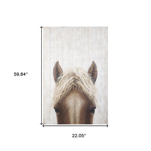 HomeRoots Horse Rustic Charm Distressed Wood Wall Art – Hand-Painted Style with Unframed Modern Flair 609023