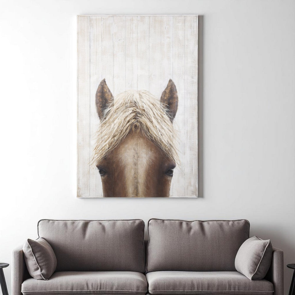 HomeRoots Horse Rustic Charm Distressed Wood Wall Art – Hand-Painted Style with Unframed Modern Flair 609023