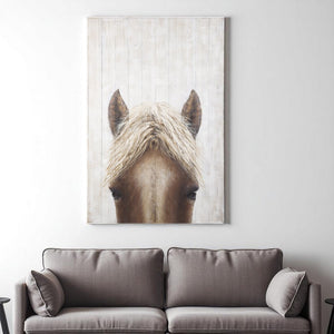 HomeRoots Horse Rustic Charm Distressed Wood Wall Art – Hand-Painted Style with Unframed Modern Flair 609023