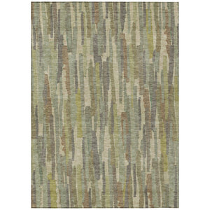 HomeRoots 5' Artichoke Green and Ivory Striped Area Rug - Durable, Washable Design for Indoor and Outdoor Use 5' X 8' 609025