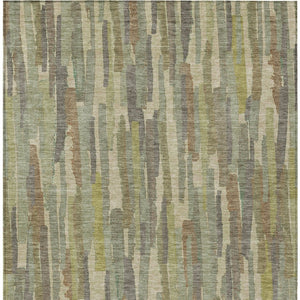 HomeRoots 5' Artichoke Green and Ivory Striped Area Rug - Durable, Washable Design for Indoor and Outdoor Use 8' X 10' 609027