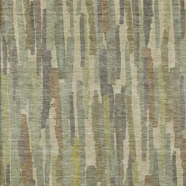 HomeRoots 5' Artichoke Green and Ivory Striped Area Rug - Durable, Washable Design for Indoor and Outdoor Use 8' X 10' 609027