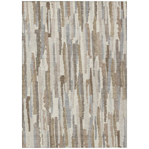 HomeRoots 5' Washable Ivory and Beige Striped Area Rug – Perfect for Indoor and Outdoor Durability and Style! 5' X 8' 609037