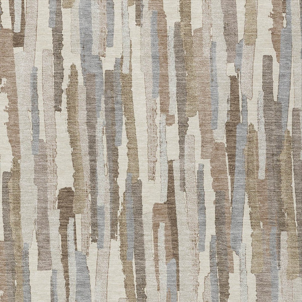 HomeRoots 5' Washable Ivory and Beige Striped Area Rug – Perfect for Indoor and Outdoor Durability and Style! 9' X 12' 609040