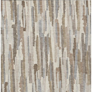 HomeRoots 5' Washable Ivory and Beige Striped Area Rug – Perfect for Indoor and Outdoor Durability and Style! 10' X 14' 609041