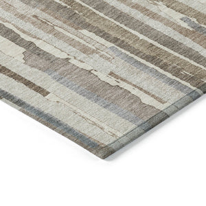 HomeRoots 5' Washable Ivory and Beige Striped Area Rug – Perfect for Indoor and Outdoor Durability and Style! 10' X 14' 609041