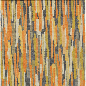 HomeRoots 5' Vibrant Orange and Beige Striped Washable Area Rug – Durable, Stylish for Indoor/Outdoor Spaces 5' X 8' 609043