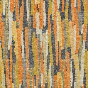 HomeRoots 5' Vibrant Orange and Beige Striped Washable Area Rug – Durable, Stylish for Indoor/Outdoor Spaces 5' X 8' 609043