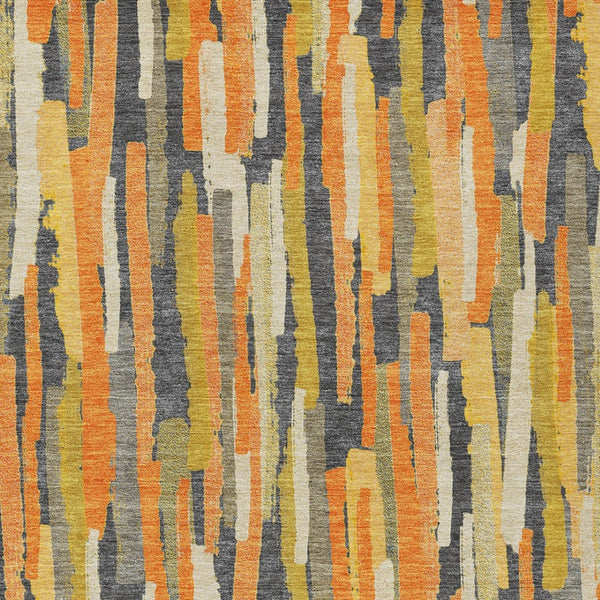 HomeRoots 5' Vibrant Orange and Beige Striped Washable Area Rug – Durable, Stylish for Indoor/Outdoor Spaces 8' X 10' 609045