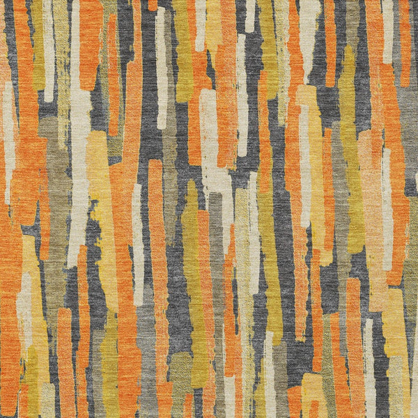 HomeRoots 5' Vibrant Orange and Beige Striped Washable Area Rug – Durable, Stylish for Indoor/Outdoor Spaces 10' X 14' 609047