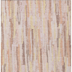 HomeRoots 5' Pink and Beige Striped Washable Area Rug – Stylish, Durable Design for Indoor and Outdoor Spaces 5' X 8' 609049