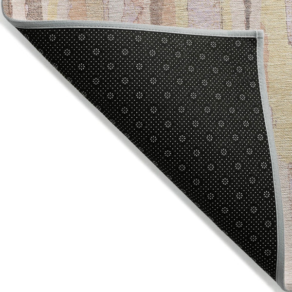 HomeRoots 5' Pink and Beige Striped Washable Area Rug – Stylish, Durable Design for Indoor and Outdoor Spaces 5' X 8' 609049