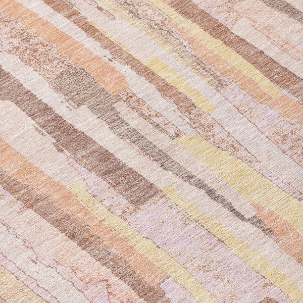 HomeRoots 5' Pink and Beige Striped Washable Area Rug – Stylish, Durable Design for Indoor and Outdoor Spaces 8' X 10' 609051