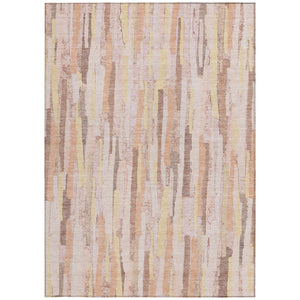 HomeRoots 5' Pink and Beige Striped Washable Area Rug – Stylish, Durable Design for Indoor and Outdoor Spaces 9' X 12' 609052