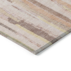 HomeRoots 5' Pink and Beige Striped Washable Area Rug – Stylish, Durable Design for Indoor and Outdoor Spaces 9' X 12' 609052