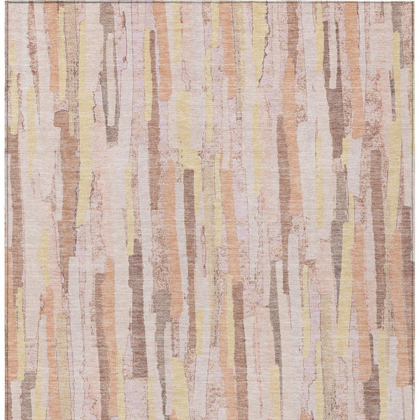 HomeRoots 5' Pink and Beige Striped Washable Area Rug – Stylish, Durable Design for Indoor and Outdoor Spaces 9' X 12' 609052