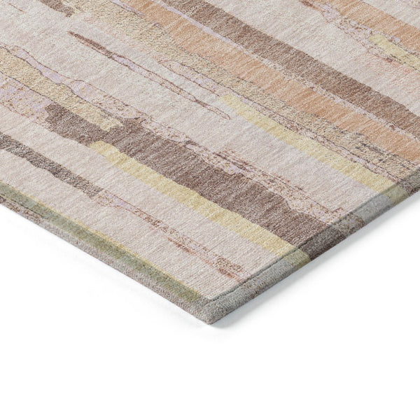 HomeRoots 5' Pink and Beige Striped Washable Area Rug – Stylish, Durable Design for Indoor and Outdoor Spaces 10' X 14' 609053