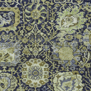 HomeRoots 5' Timeless Fern Green and Blue Damask Area Rug - Durable, Washable Design for Indoor and Outdoor Use 10' X 14' 609071