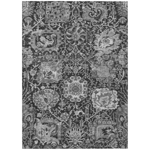 HomeRoots 5' Timeless Gray Damask Indoor Outdoor Area Rug - Elegant, Washable, Durable for Any Space 5' X 8' 609073