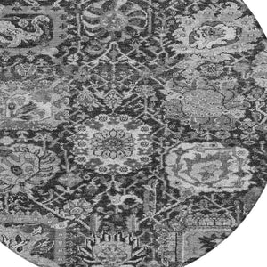 HomeRoots 5' Timeless Gray Damask Indoor Outdoor Area Rug - Elegant, Washable, Durable for Any Space 8' Round 609074
