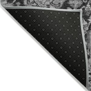 HomeRoots 5' Timeless Gray Damask Indoor Outdoor Area Rug - Elegant, Washable, Durable for Any Space 8' X 10' 609075