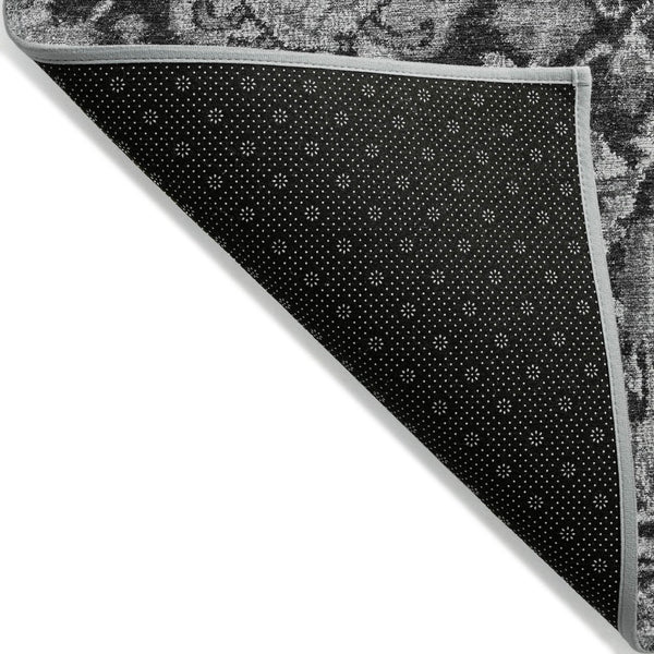 HomeRoots 5' Timeless Gray Damask Indoor Outdoor Area Rug - Elegant, Washable, Durable for Any Space 8' X 10' 609075