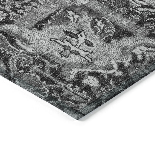 HomeRoots 5' Timeless Gray Damask Indoor Outdoor Area Rug - Elegant, Washable, Durable for Any Space 9' X 12' 609076